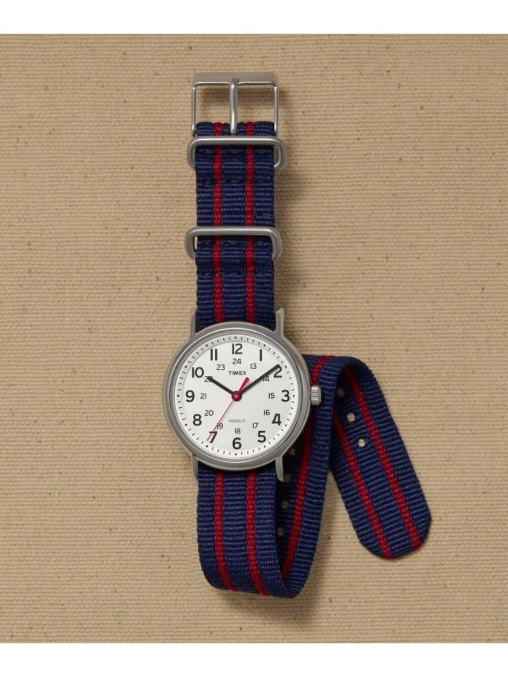 Unisex Blue And White Analog Quartz Nylon Fabric Slip Adjustable Durable Watch